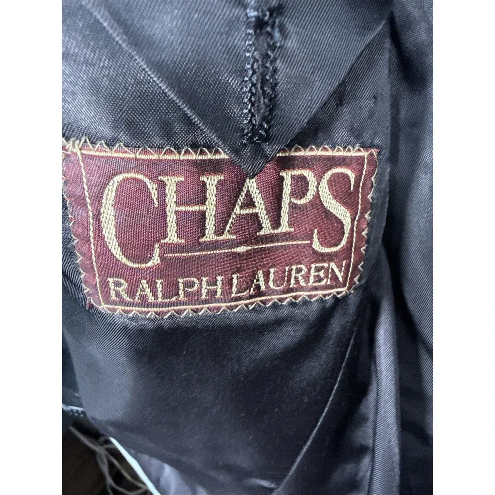 Vintage Chaps Ralph Lauren Mens 42 Black All Virgin Wool 2 Piece Suit Made USA